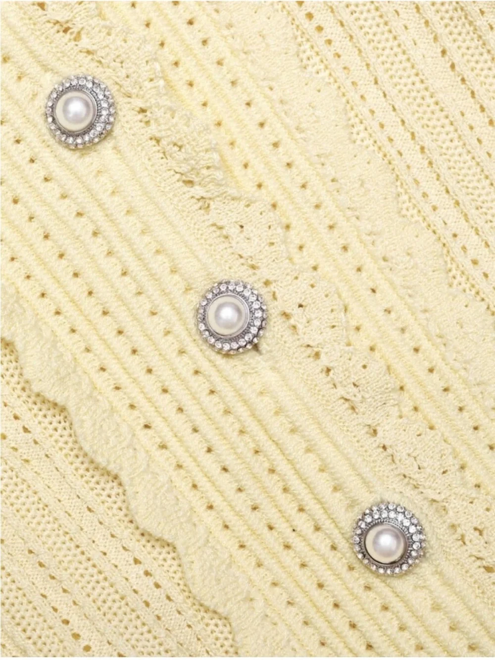 Authentic NWT Self-Portrait Yellow Pointelle Knit Peplum cardigan
